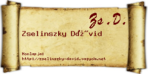 Zselinszky Dávid névjegykártya